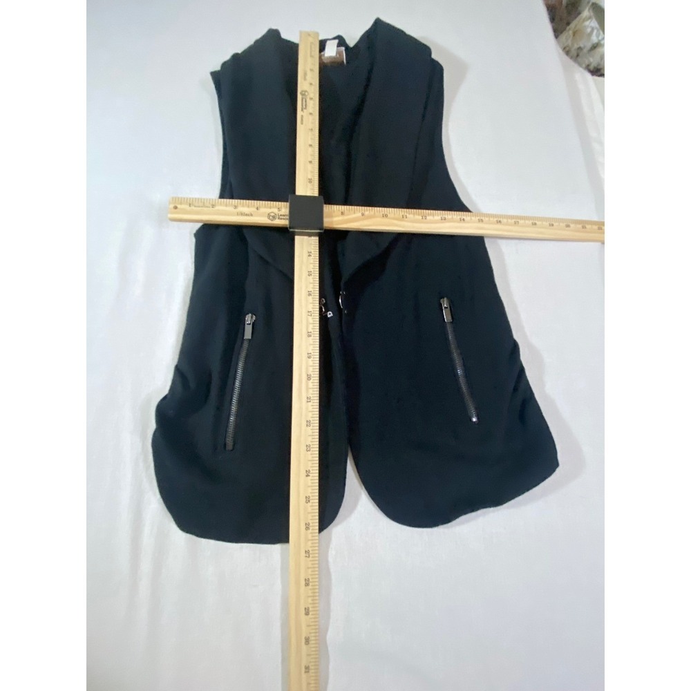 Witchery Womens Black Wool Blend Sleeveless Vest Shawl Collar Zip Pocket Size S - Picture 5 of 7